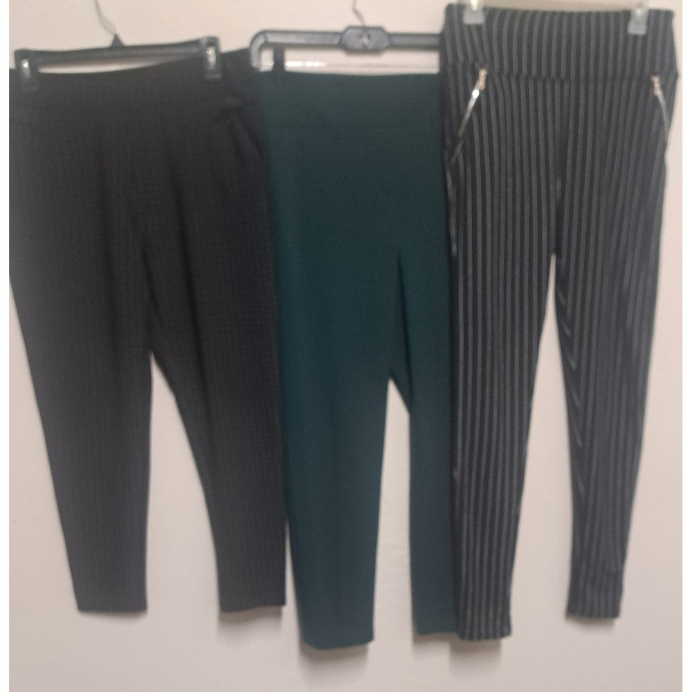 Women's Pants Leggings Lot XL Soho Maze Zipper Pinstripe Career Stretch